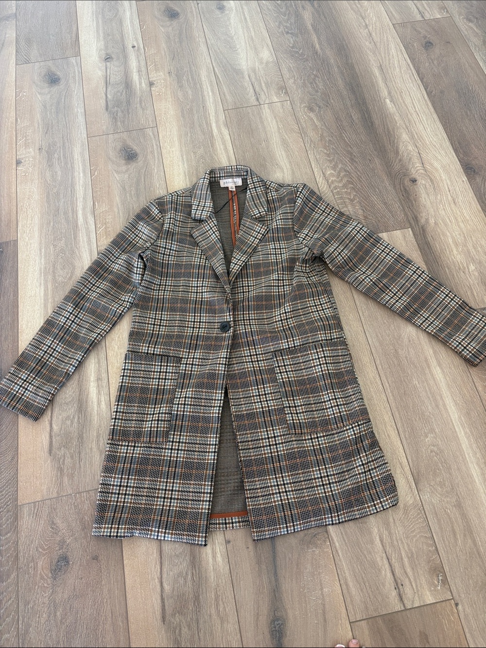 Philosophy Plaid Single-Button Trench Coat in Brown & Tan